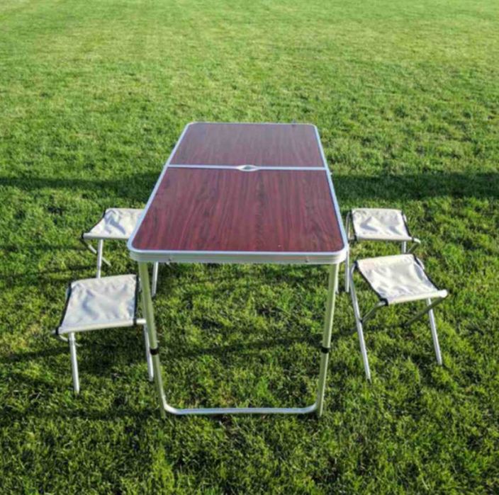 Стіл з функцією валізи з 4 стільчиками,вологостійкий,три режими висоти