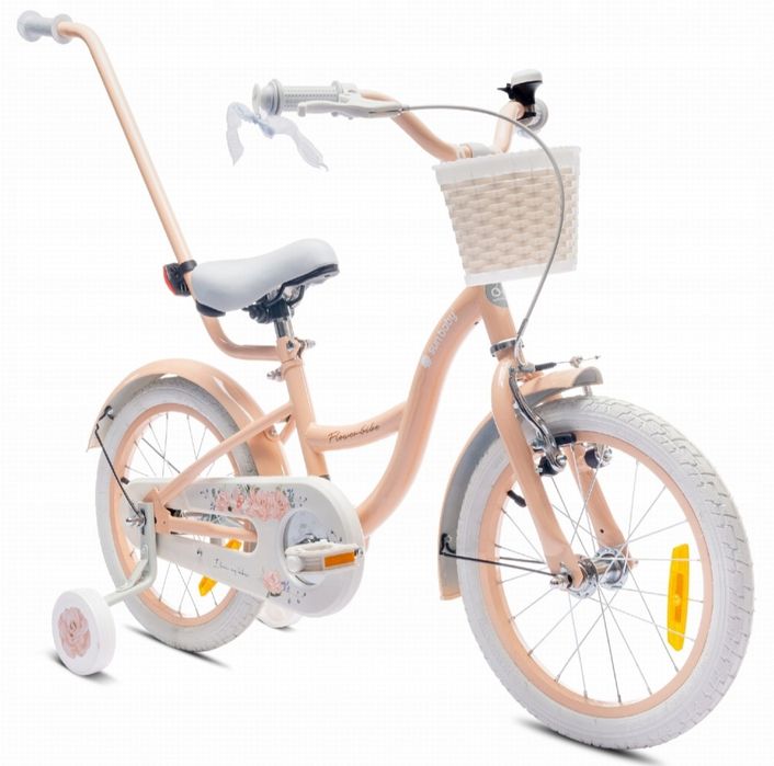 Rower dziecięcy SUN BABY Flower 16 cali dla dziewczynki Morelowy
