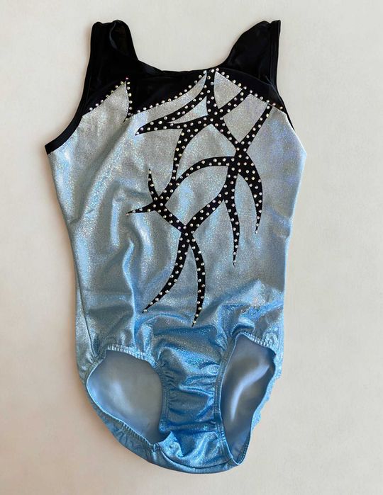 Strój gimnastyczny startowy marki Astraja SHADOW BLUE rozmiar 140