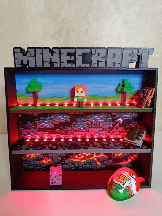 ‼️ Minecraft Kinder Joy LED підставка /поличка для фігурок Кіндер джой