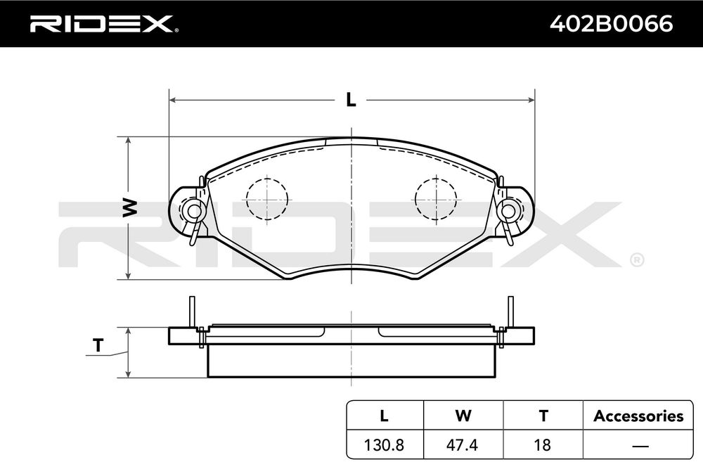 Jogo de pastilhas para travão de disco (NOVO) Marca Ridex