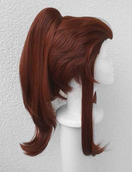 Brigitte Overwatch brązowa ruda peruka z kitką cosplay brązowy wig