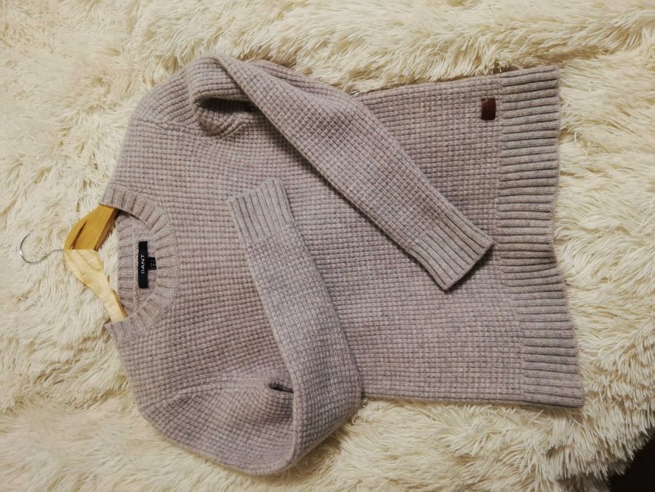 sweter wełniany Gant XS S 36 100% wełna szary