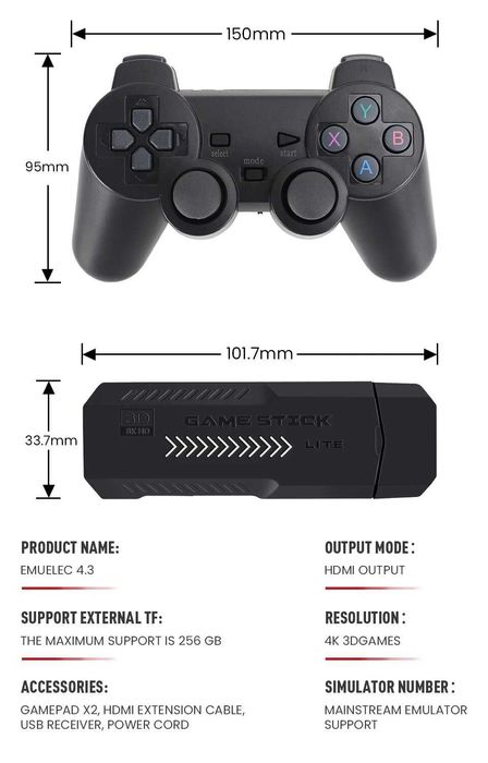 [Novo] Gaming Stick Retro / Consola Retro com 2 Comandos WiFi