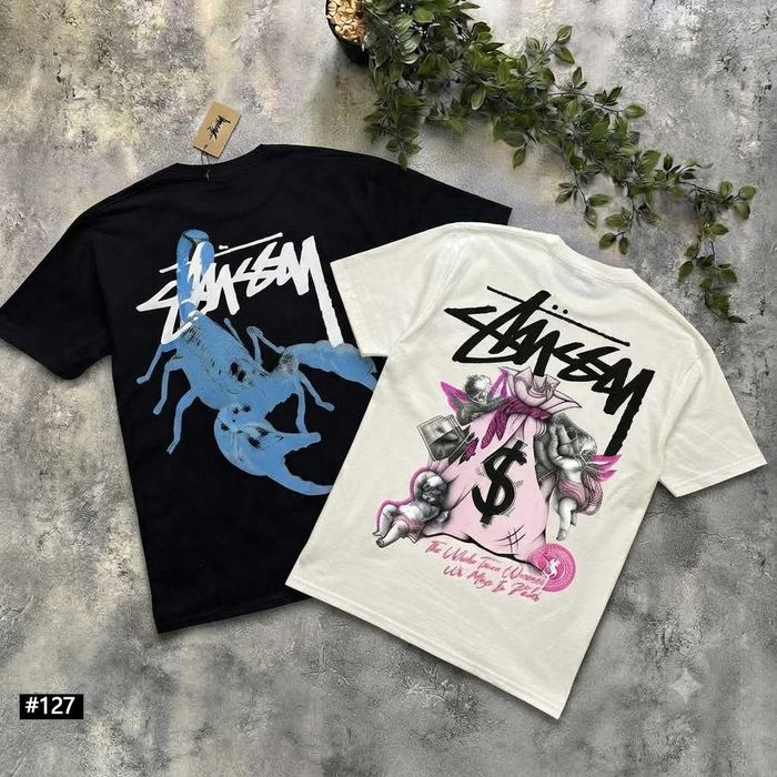 Чорна / Біла Нова Футболка Stussy Fuzzy Dice Yellow / XS-XXL