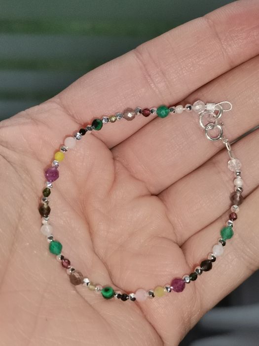 Bransoletka koziorożec znak zodiaku perły srebro rubin cytryn