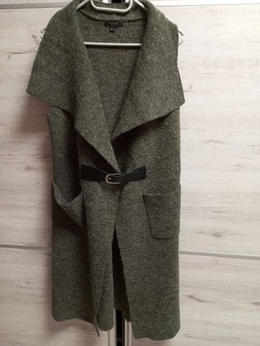 Sweter bezrękawnik długi zielony rozmiar M/L