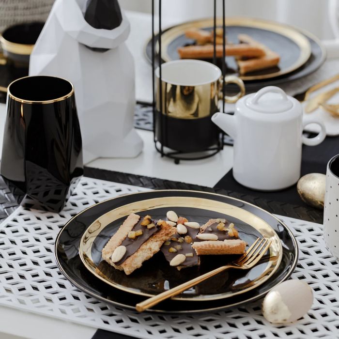 Home and you geimetryczne szklanki czarno zlote 10 szt