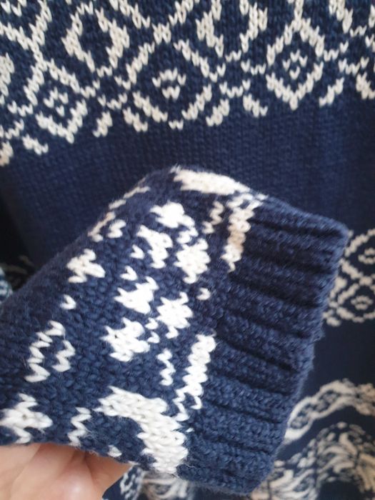 Granatowy sweter lniany bawełniany norweski 40 42 FatFace