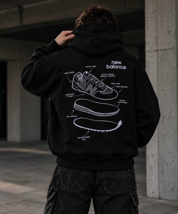 Худі New balance з принтом на спині XS/S/M/L/XL