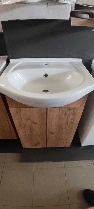 Szafka z umywalką 50cm dąb craft złoty+uchwyty czarne