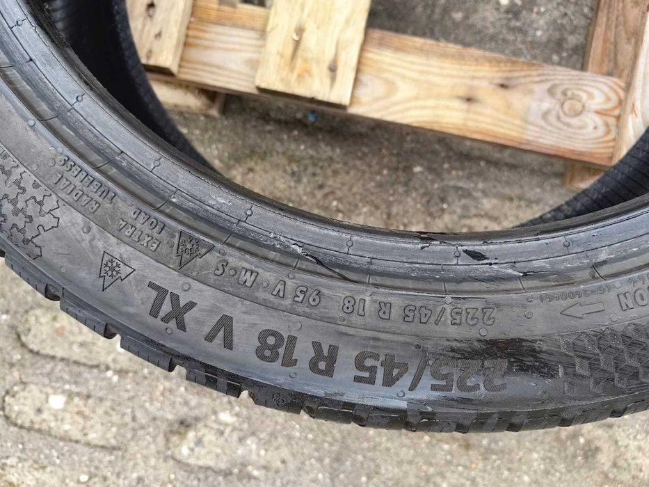 4x opony zimowe 225 45 R18 95V M+S Continental KOMPLET zima 1 NOWA VW