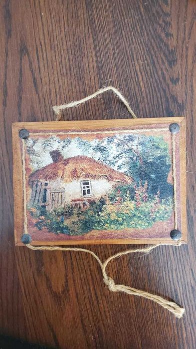 Картина на холсте на подрамнике. Украинская хата.  Ручная работа