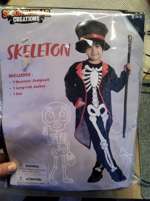 Strój Kostium mały szkieletor w kapeluszu  rozm. S