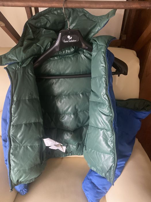 Casaco penas , impermeavel, crianca, Benneton, reversivel