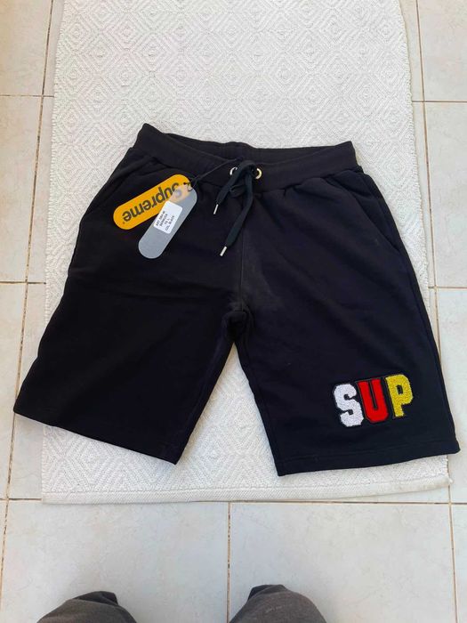 Calções Supreme Pretos Sweatshorts Logo – Novos com Etiquetas