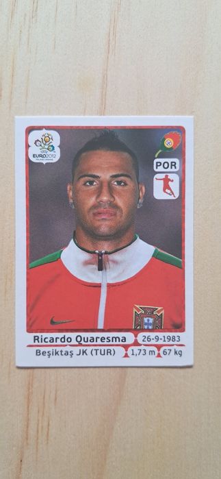 Cromo futebol de Ricardo Quaresma(Euro 2012)da Panini