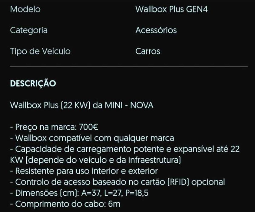 Wallbox mini como novo