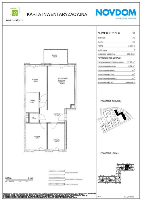 Mieszkanie 77 m2 z balkonem - stan deweloperski - Mława