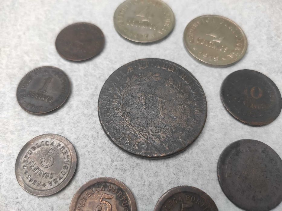 Conjunto de Moedas de 1, 4, 5, 10 centavos e XX Reis 1849