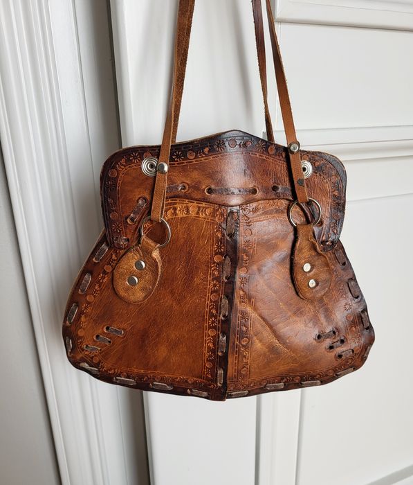 Torebka ze skóry naturalnej w stylu vintage,  ręcznie robiona