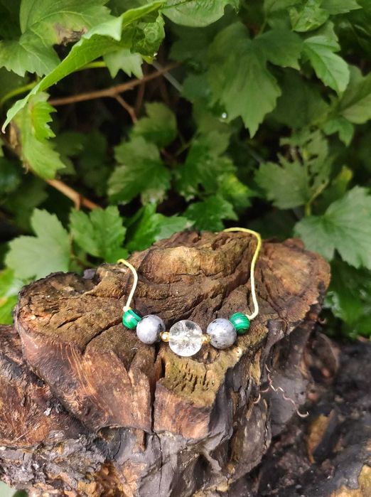 Bransoletka - Kryształ Górski, Lavrikite, Malachit