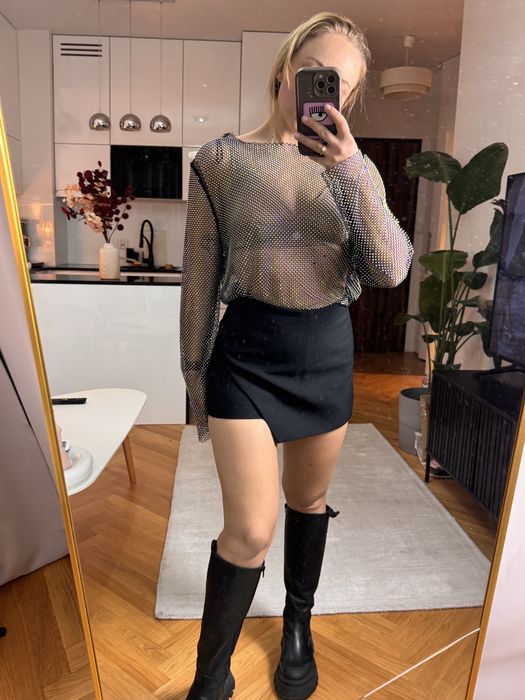 Spódnico spodenki asymetryczne czarne stylowe blogerskie zara