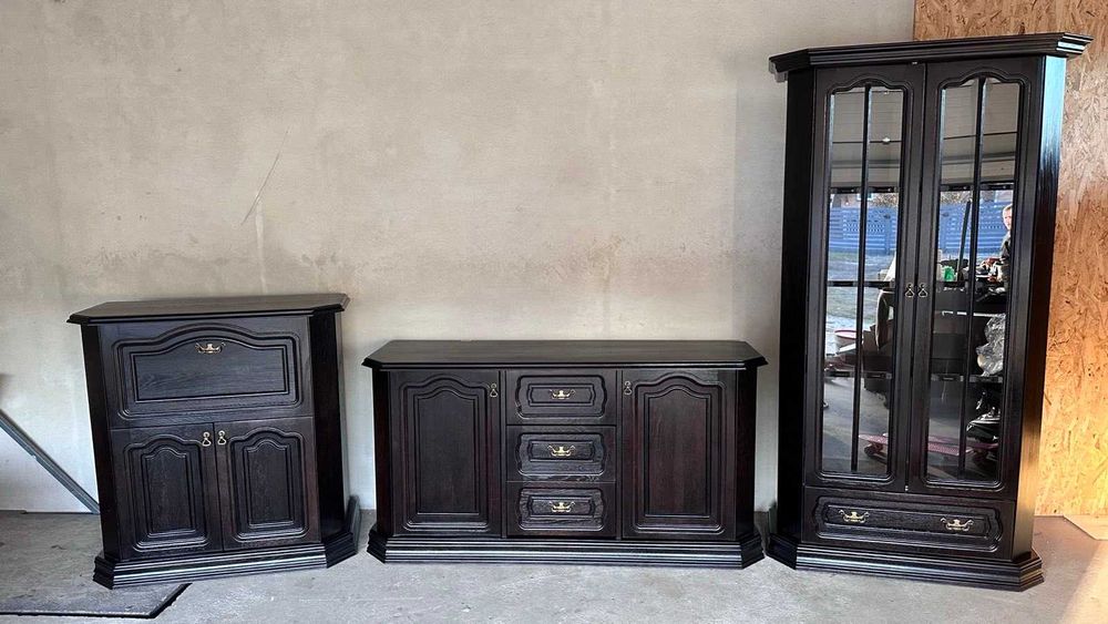 Piękny komplet dębowych mebli PYKA KINGA komoda witryna stan bdb DOWÓZ