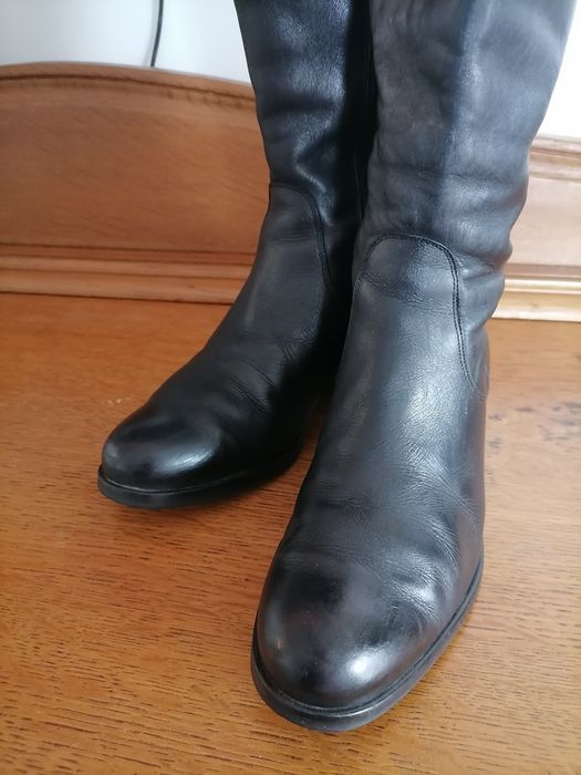 Klasyczne kozaki skorzane Badura 37 czarne zapinane