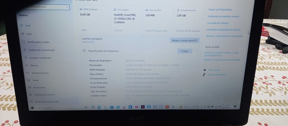 Nootbok Acer i5-7200U 2.50Ghz