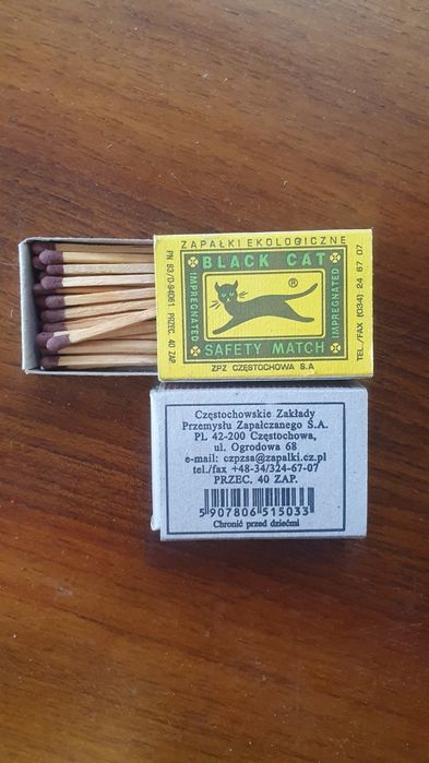 Zapałki kolekcjonerskie Black Cat 2 sztuki PRL