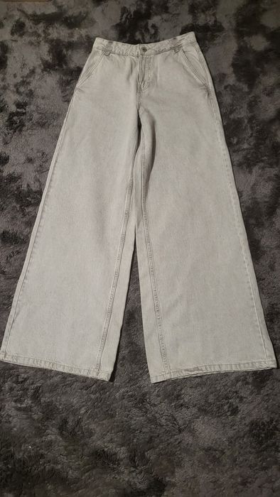 Jeans szeroka nogawka szary jasny sinsay 34