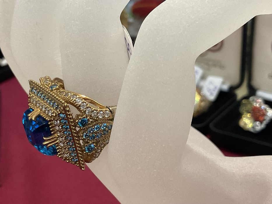 Anel prata banhado a ouro tam,19 mm