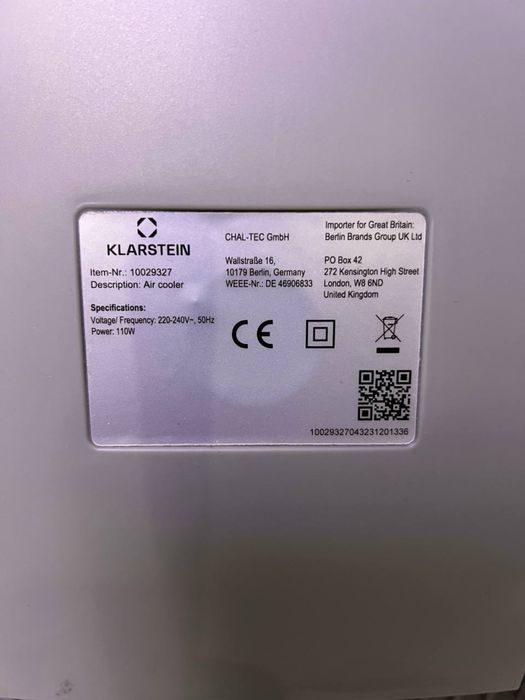 Охолоджувач повітря вентилятор Klarstein Whirlwind 3в1 10029327