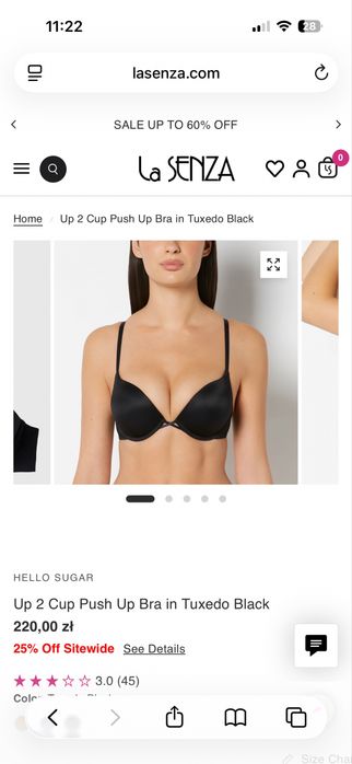 Nowy biustonosz czarny pushup 32A La Senza piekny