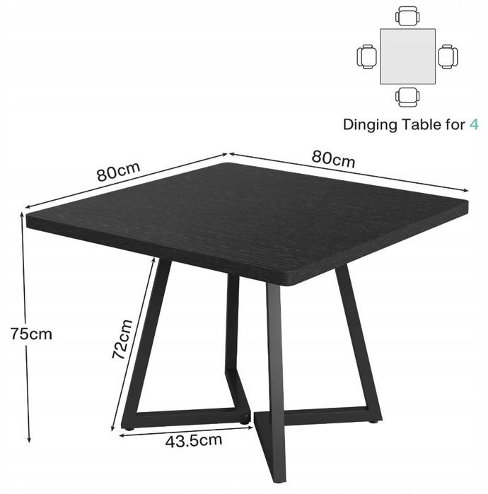Stół w stylu loft 80x80 rozpakowany tylko do  zdjęć