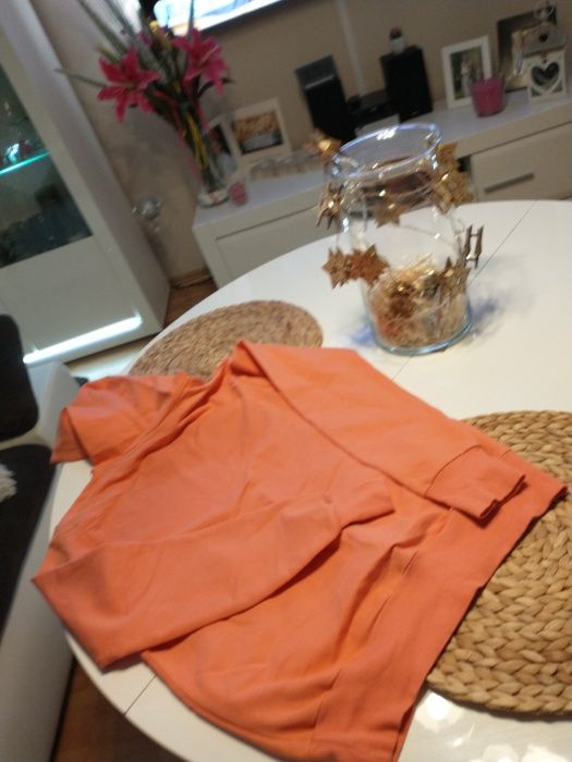 BLUZA kangurka-damska-piękny koralowy kolor-neon-M (38)