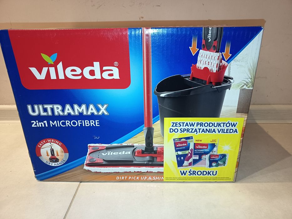Mop Vileda Ultramax nowy plus gratis zestaw do sprzątania.