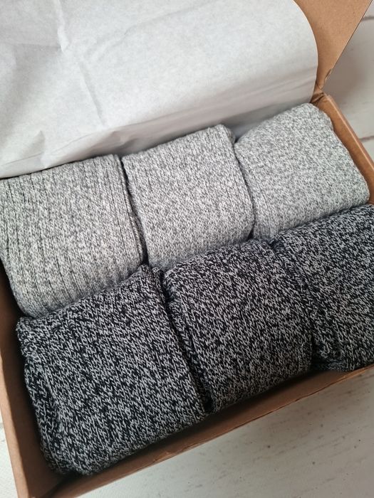 Wełniane ciepłe norweskie skarpety męskie na prezent 6 par r.43-46