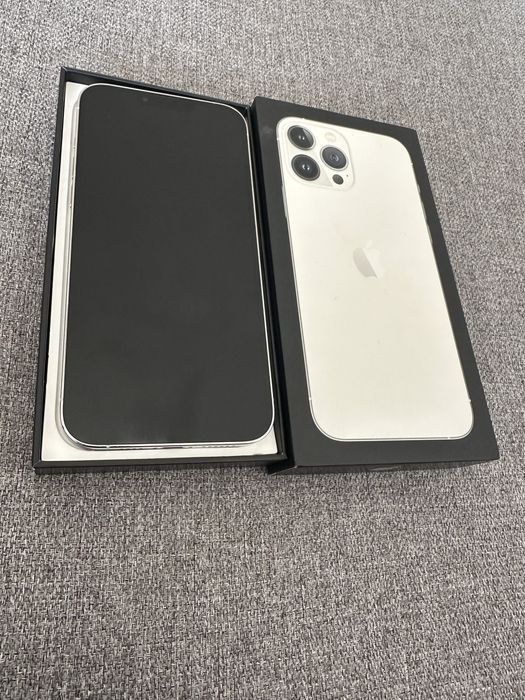 iPhone 13 Pro Max 128GB Silver – 100% Bateria, Idealny