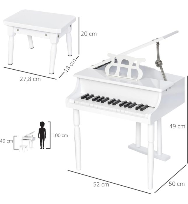 Piano de cauda infantil 30 teclas e banco