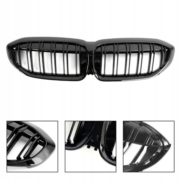 Atrapy Nerki Grill BMW Seria 3 G20 G21 2018-2021 Przed Lift Czarny Połysk