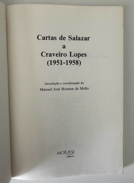 Cartas de Salazar a Craveiro Lopes - Oliveira Salazar - 1983