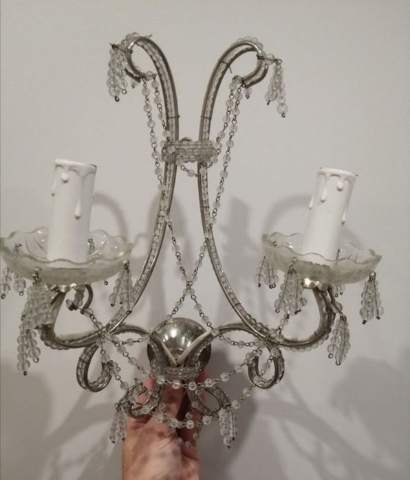 Kinkiet retro, lampa srebrna