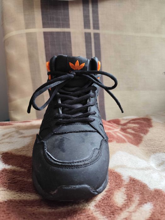 Buty męskie zimowe Adidas ZX 750 skórzane czarno-pomaranczowe r.42