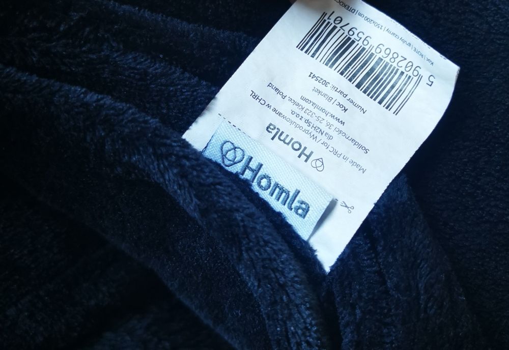 Koc czarny Homla gruby 200 x 150 cmsuper stan