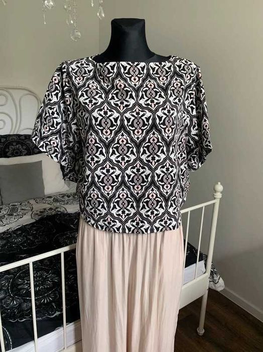 H&M elegancki top unikatowa letnia bluzka z krótkim rękawem oversize M