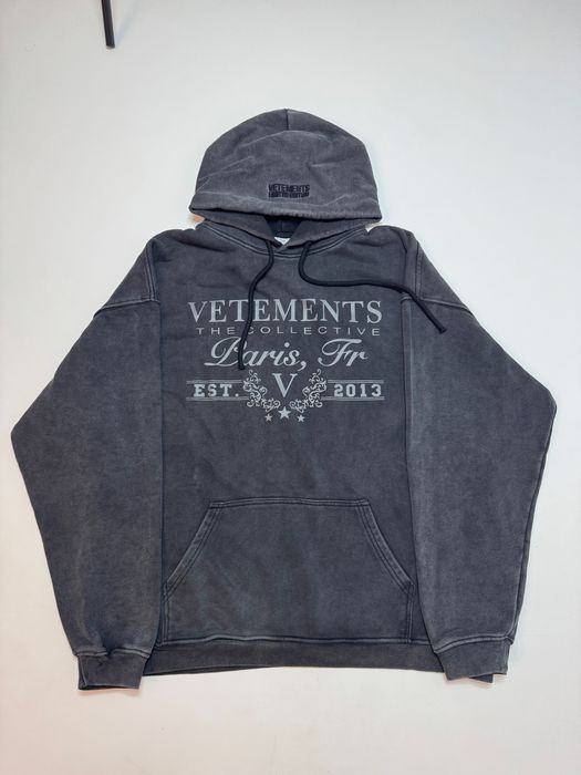 Худі Vetements Paris logo hoodie S M L XL Washed black
