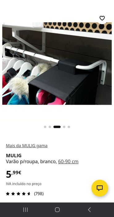 Varão roupa + arrumação