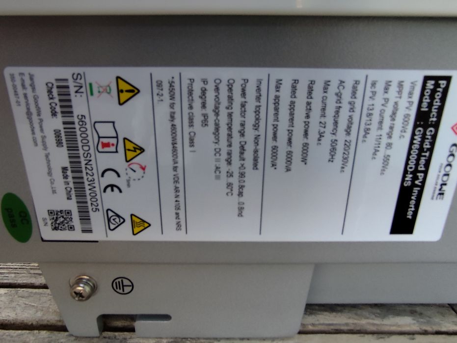 Inversor Solar Monofásico GoodWe GW6000-DNS 6kW (Novo / Selado) – C/ WiFi